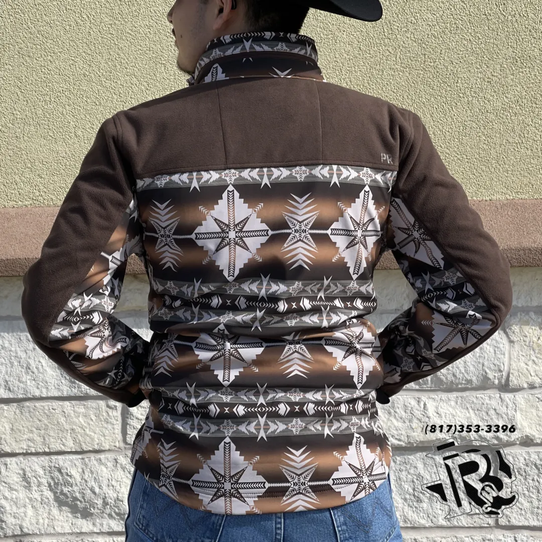 “ Jacob “ | Men Western  Jacket Zip Up Brown Aztec PRMO92RZY6