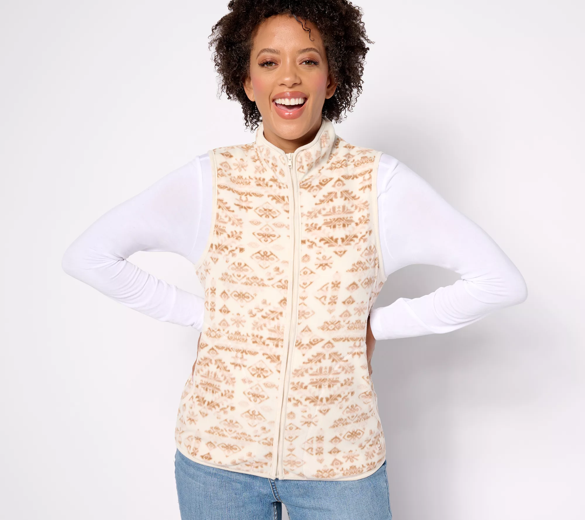 "As Is" Cuddl Duds Fleece with Stretch Zippered Vest with Pockets