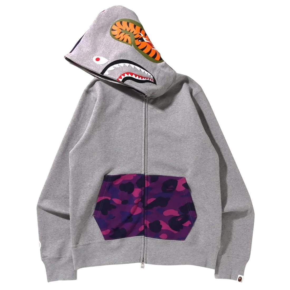 A Bathing Ape Men Color Camo Shark Full Zip Hoodie (gray)