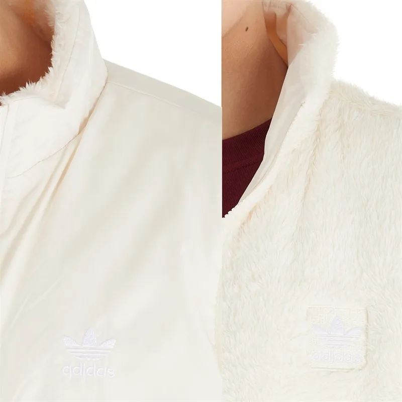 adidas Originals Mens Essentials+ Fluffy Fleece Reversible Vest Wonder White