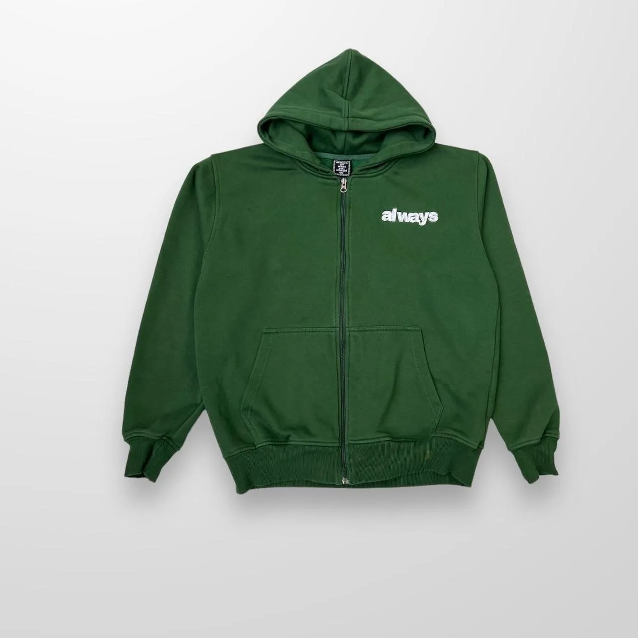 ADWYSD Zip Up Hoodie In Green W/ Embroidered Back Hit