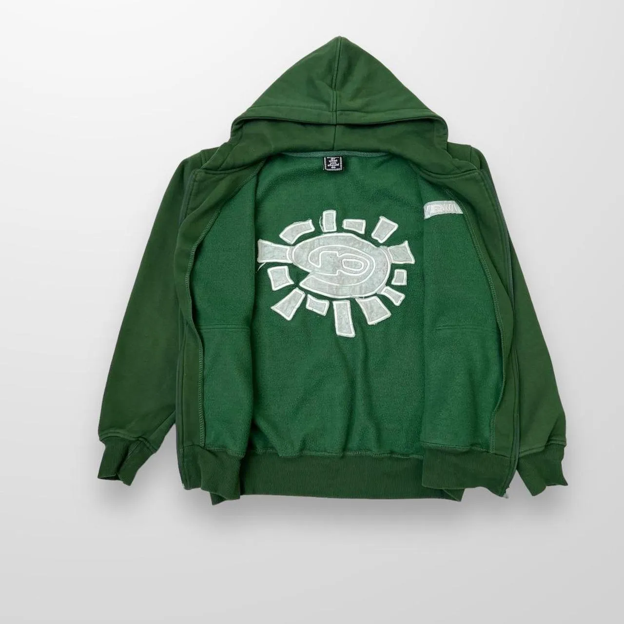 ADWYSD Zip Up Hoodie In Green W/ Embroidered Back Hit