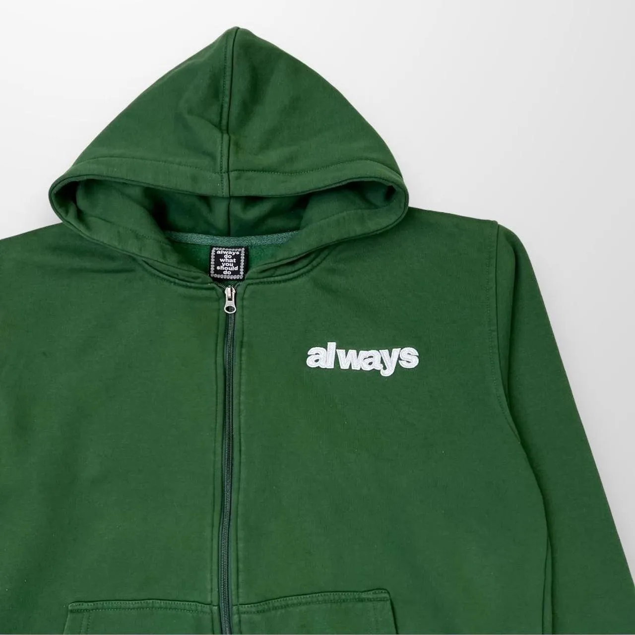 ADWYSD Zip Up Hoodie In Green W/ Embroidered Back Hit