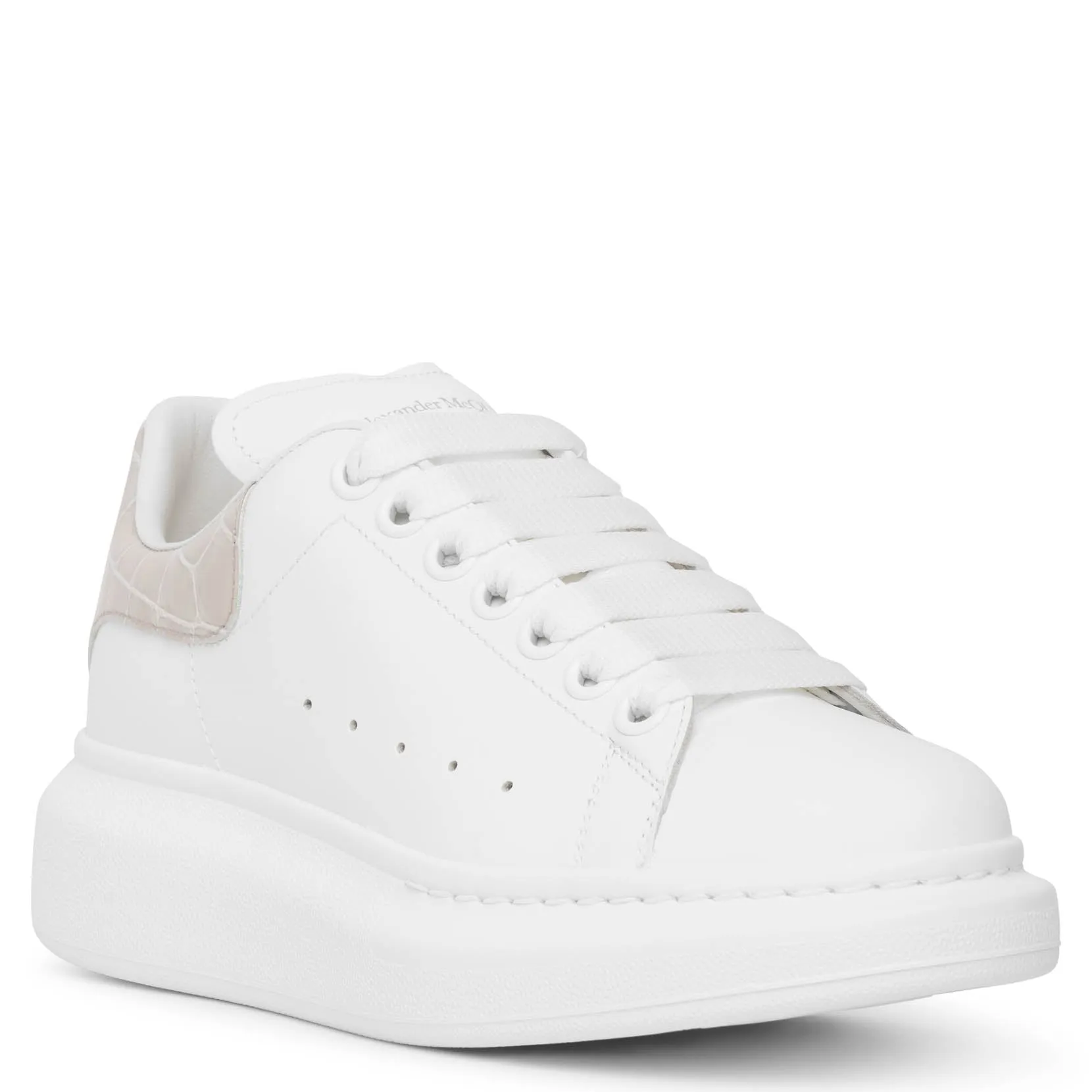 Alexander McQueen Classic white and faded grey croc sneakers