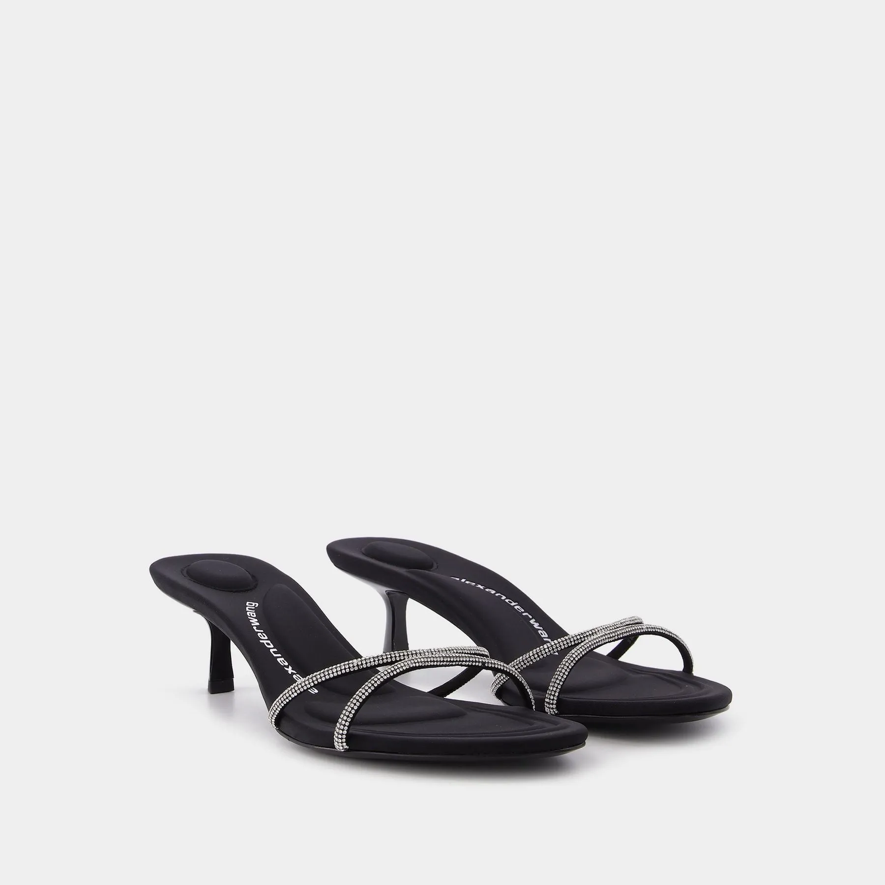 Alexander Wang  Dahlia 50 Sandals in Crystal / Black Leather