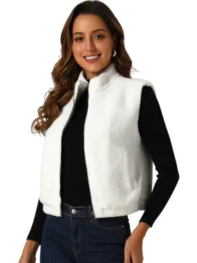 Allegra K- Fuzzy Fleece Sleeveless Winter Vest