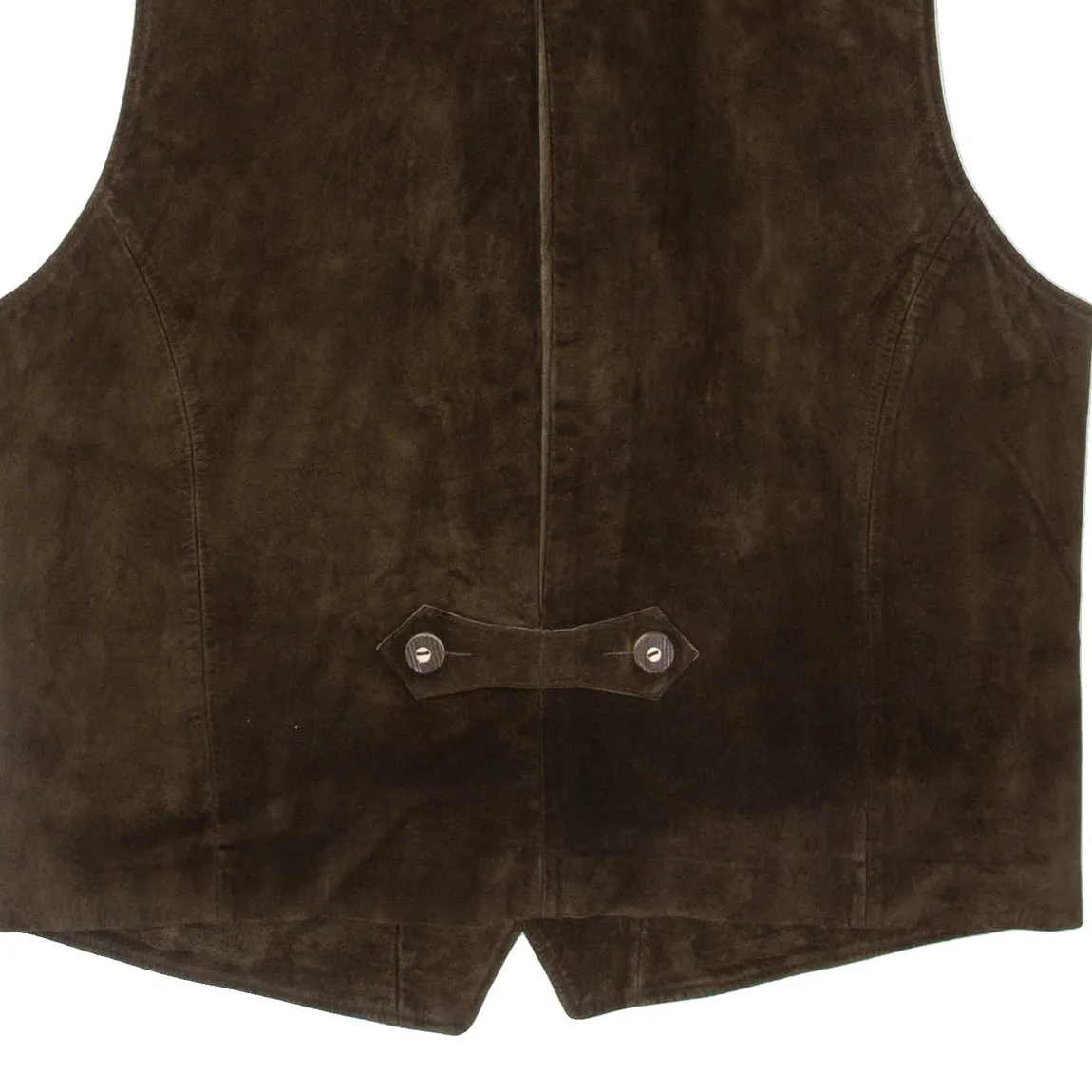 ALM HAUSL Mens Waistcoat Brown Leather 90s L