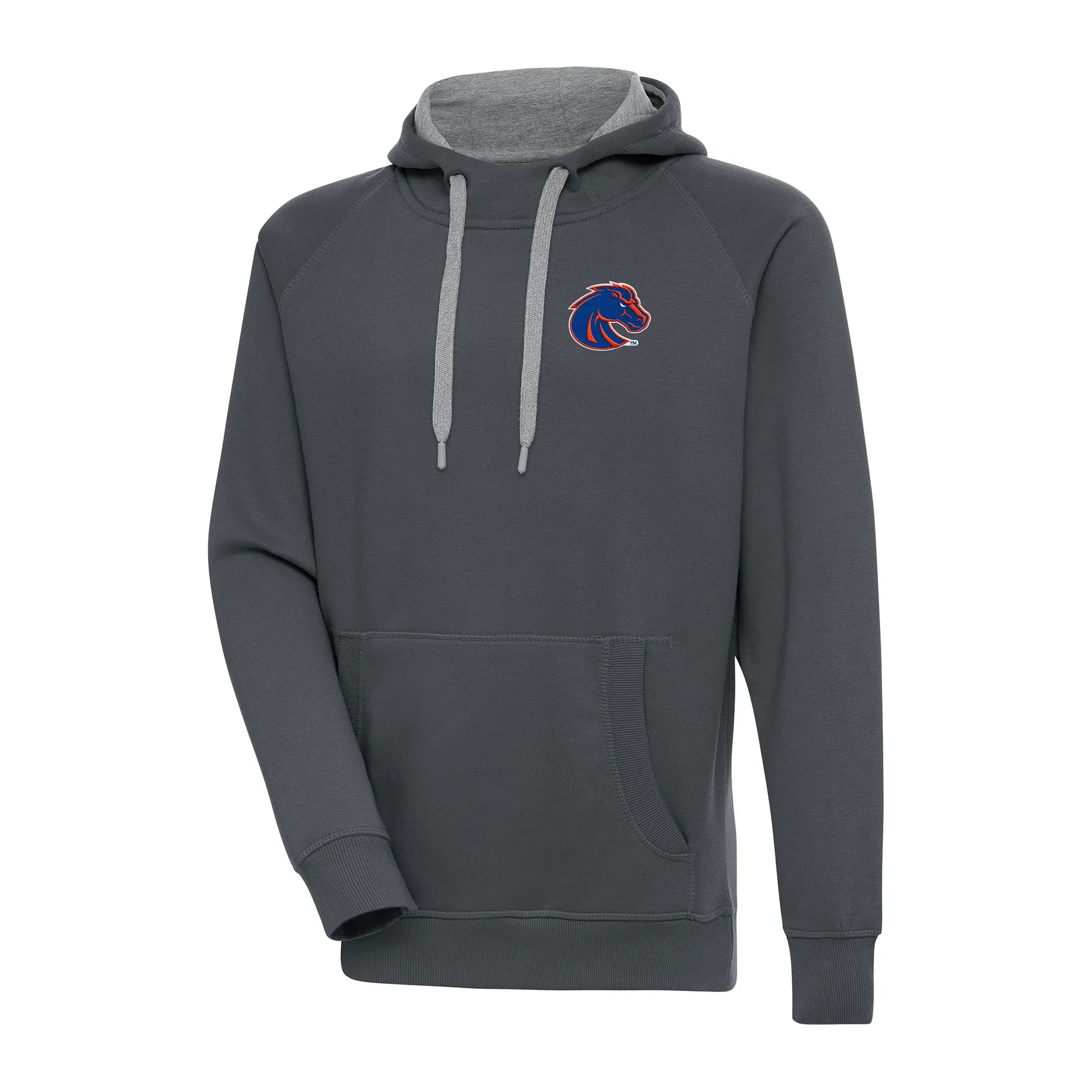 Antigua Boise State Broncos Charcoal Big & Tall Victory Raglan Pullover Hoodie