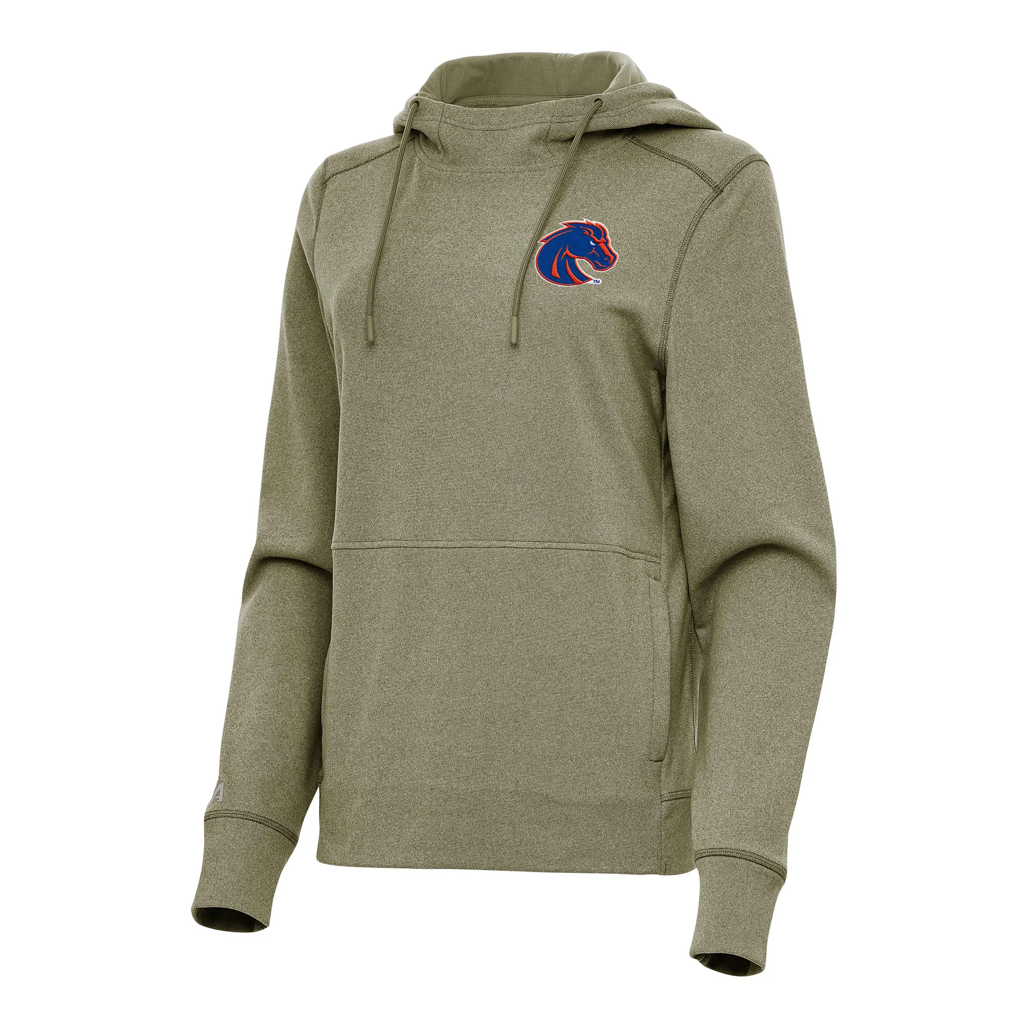 Antigua Boise State Broncos Women's Olive Justice Pullover Hoodie