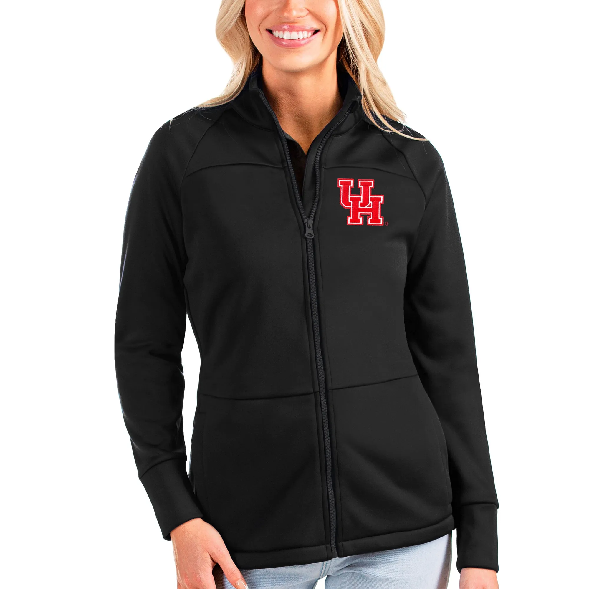 Antigua Houston Cougars Women's Black Links Full-Zip Golf Jacket