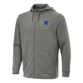 Antigua Memphis Tigers Heather Charcoal Effortless Full-Zip Hoodie Jacket