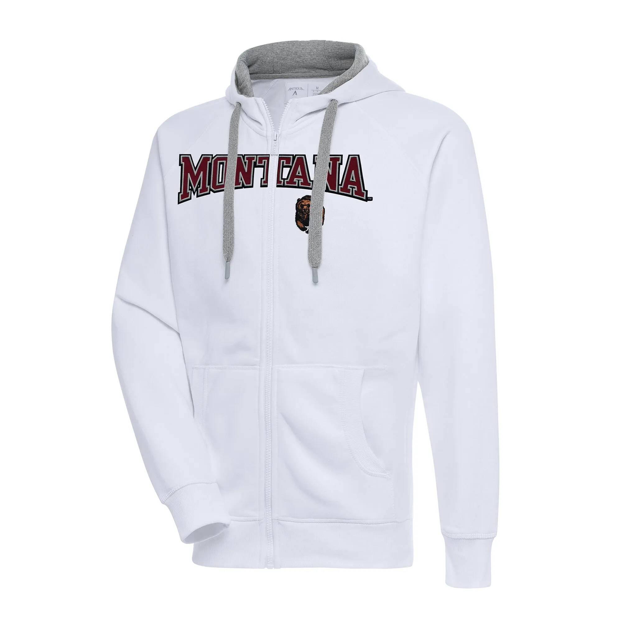 Antigua Montana Grizzlies White Big & Tall Victory Raglan Full-Zip Hoodie Jacket