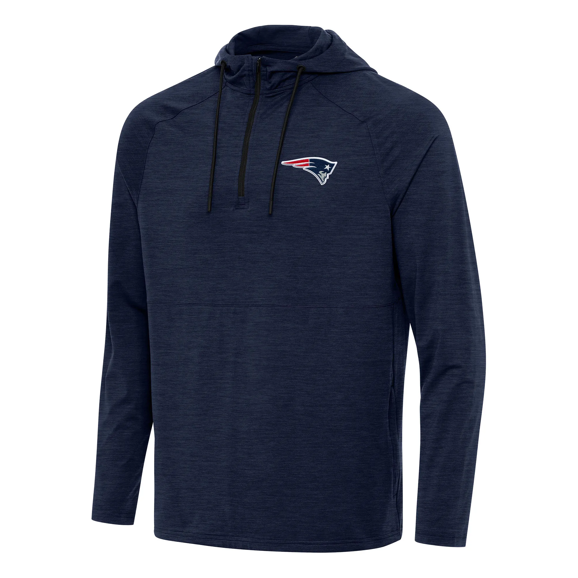 Antigua  New England Patriots Heather Navy Spikes Quarter-Zip Pullover Hoodie