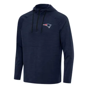 Antigua  New England Patriots Heather Navy Spikes Quarter-Zip Pullover Hoodie