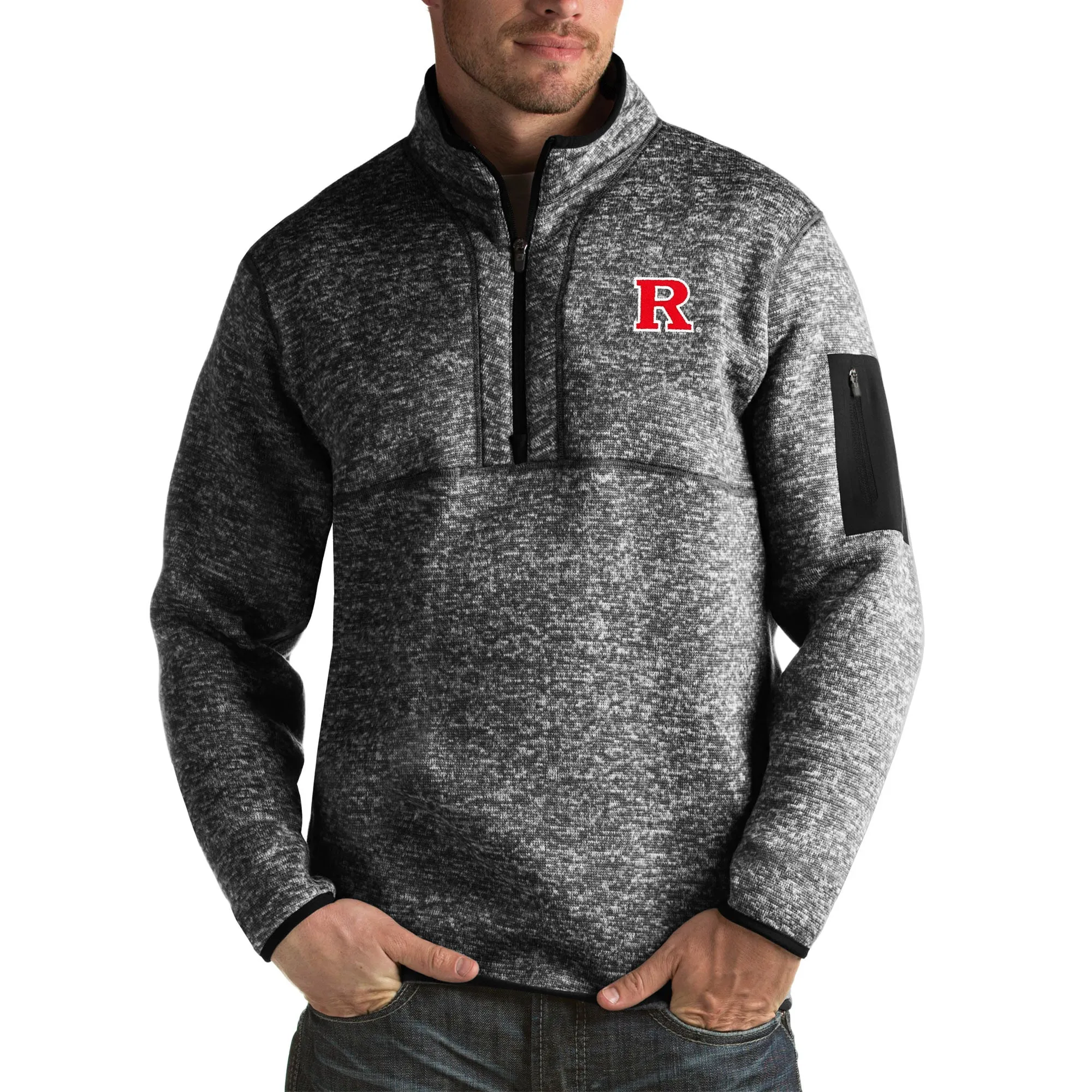 Antigua Rutgers Scarlet Knights Black Fortune Big & Tall Quarter-Zip Pullover Jacket