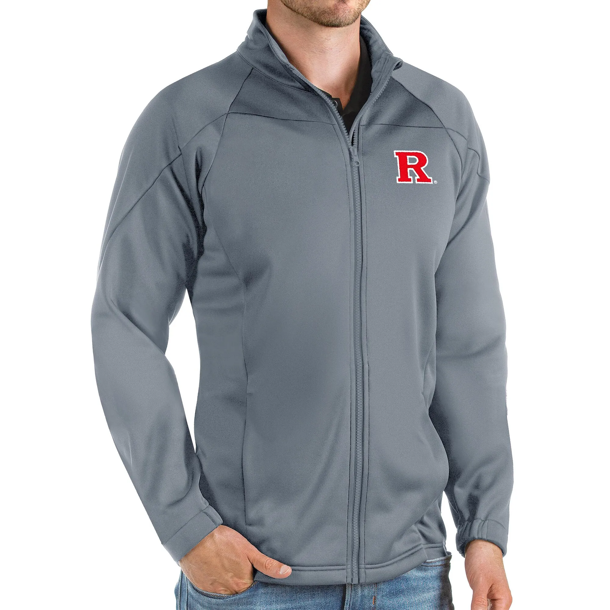 Antigua Rutgers Scarlet Knights Steel Links Full-Zip Golf Jacket