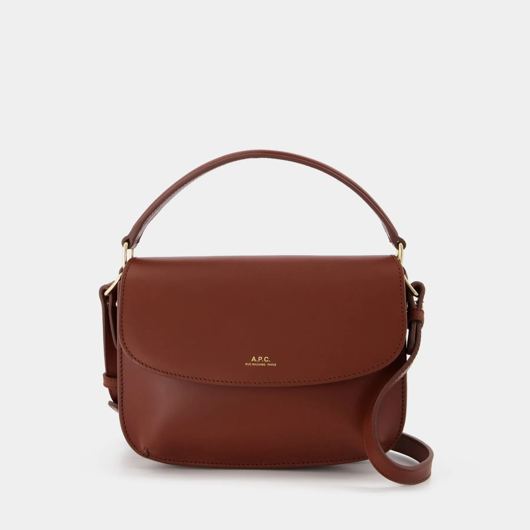 A.P.C.  Sarah Shoulder A Strap Mini Hobo Bag - A.P.C. - Hazelnut - Leather