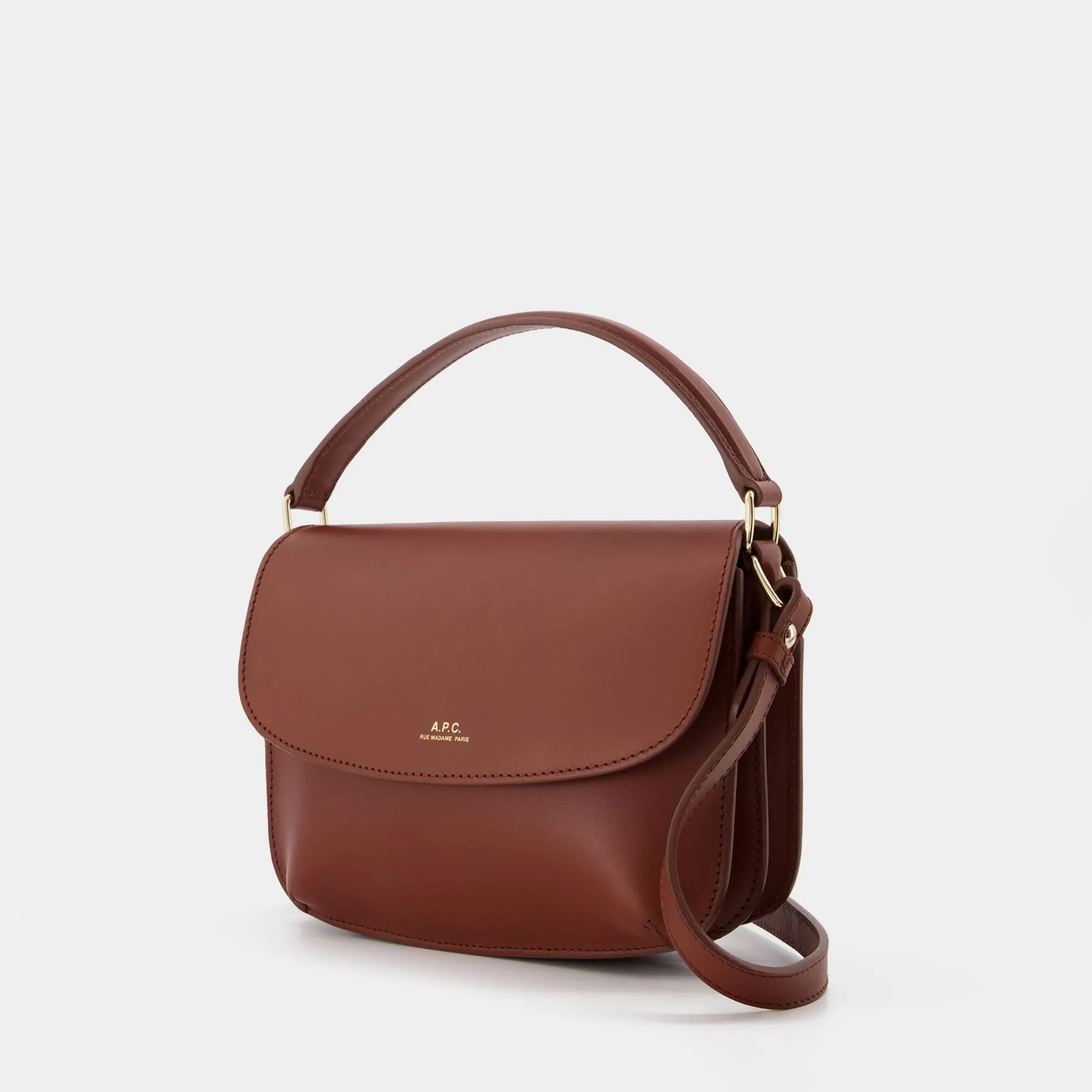 A.P.C.  Sarah Shoulder A Strap Mini Hobo Bag - A.P.C. - Hazelnut - Leather