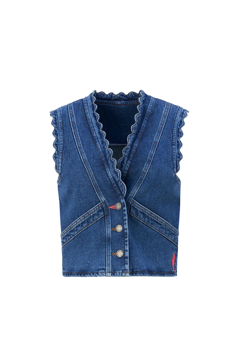 Authentic Indigo Denim Scallop Waistcoat