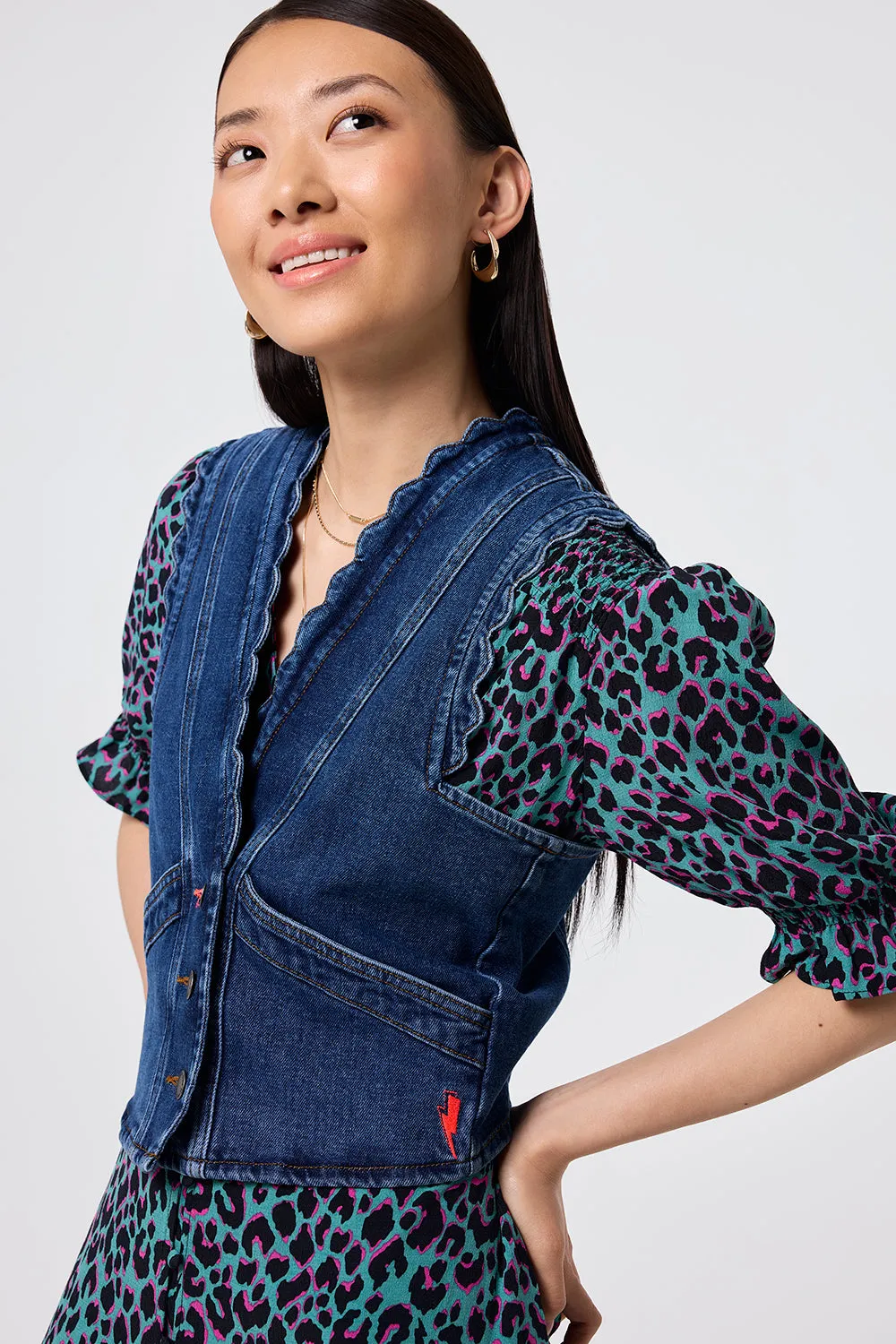 Authentic Indigo Denim Scallop Waistcoat