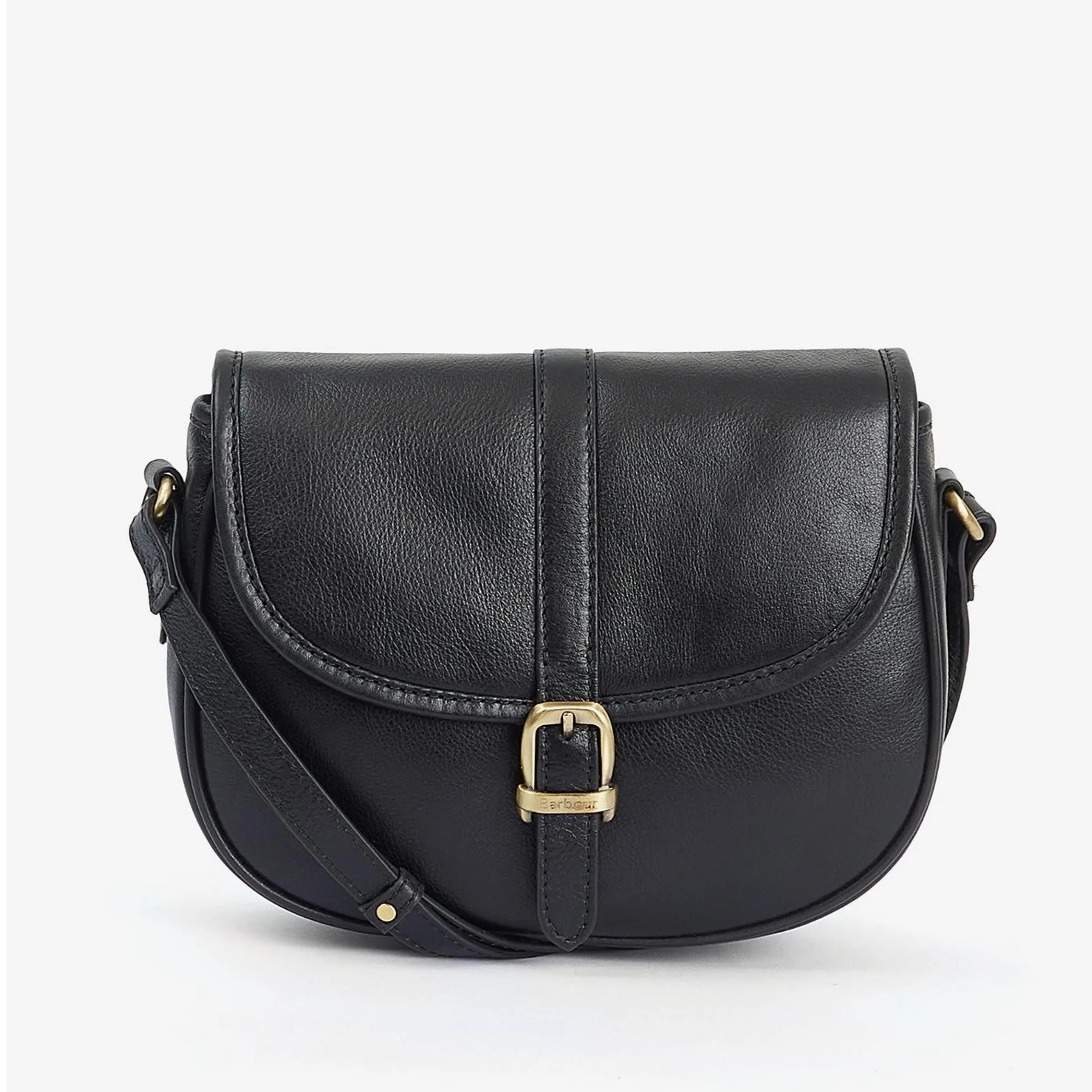 Barbour Laire Medium Leather Saddle Bag in Black LBA0388