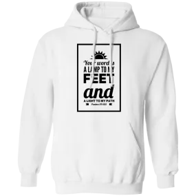 Bible Verse Men G185 Pullover Hoodie 8 oz. - Your Word Is Light To My Path ~Psalm 119:105~ Design 2