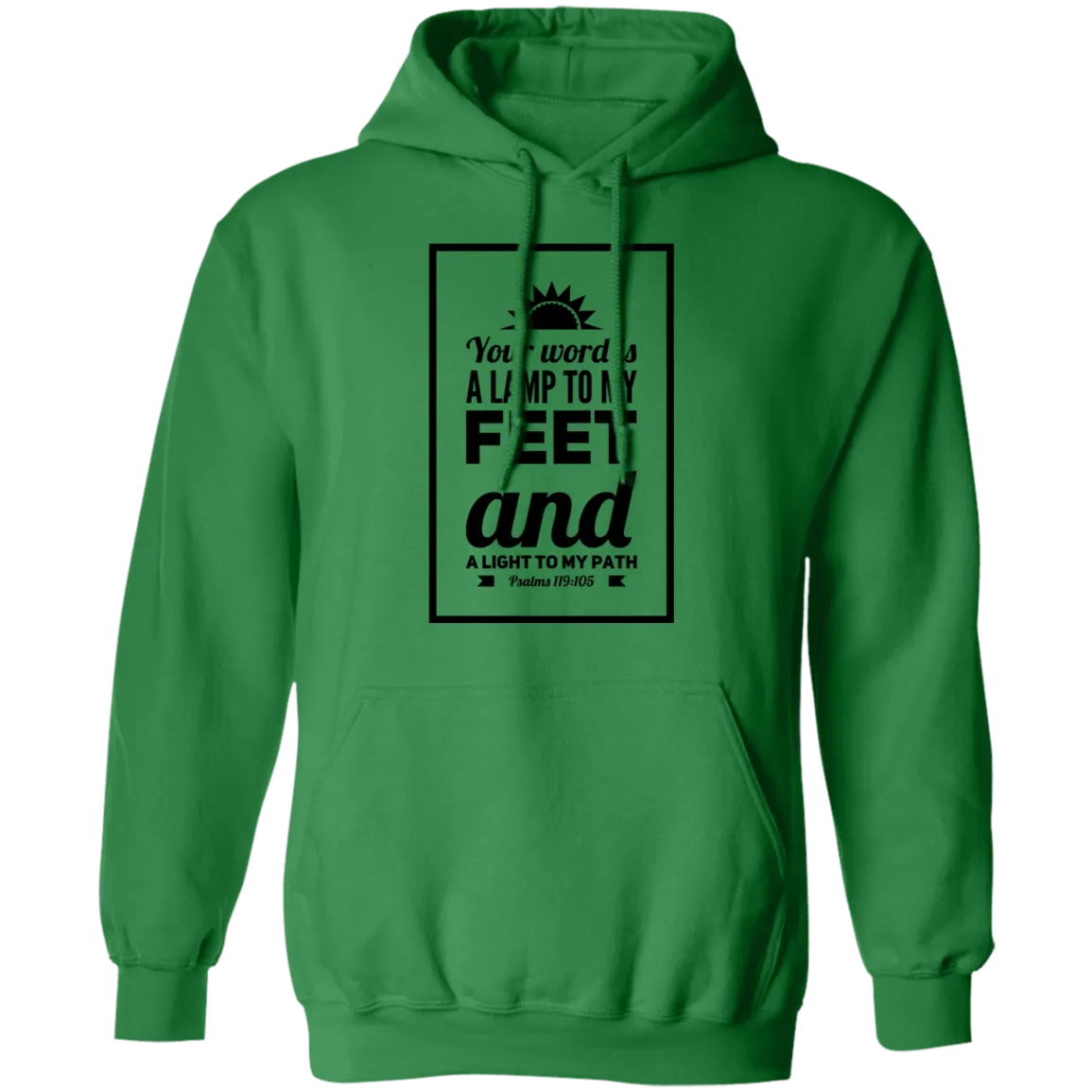 Bible Verse Men G185 Pullover Hoodie 8 oz. - Your Word Is Light To My Path ~Psalm 119:105~ Design 2