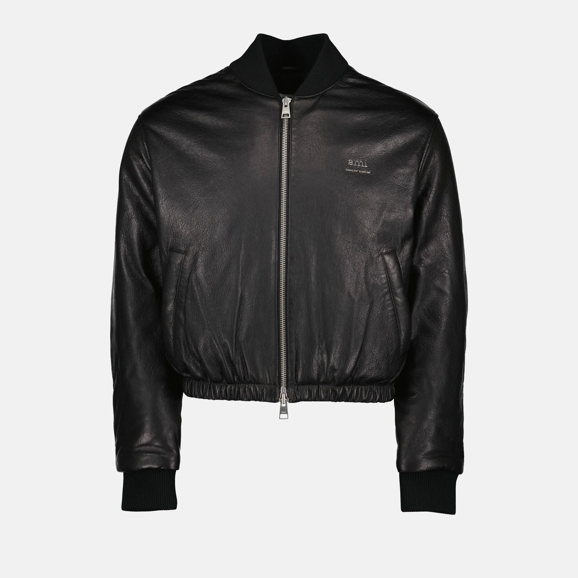 Black Leather Bomber Jacket