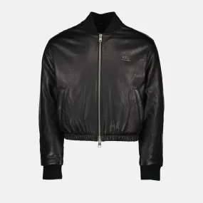 Black Leather Bomber Jacket