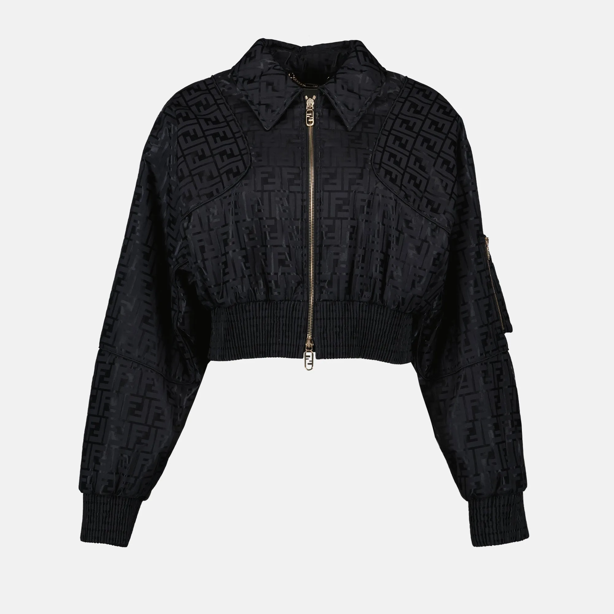 Black Viscose Bomber FF Jacket