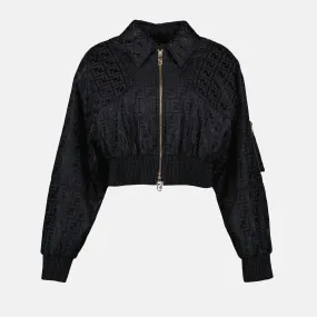 Black Viscose Bomber FF Jacket