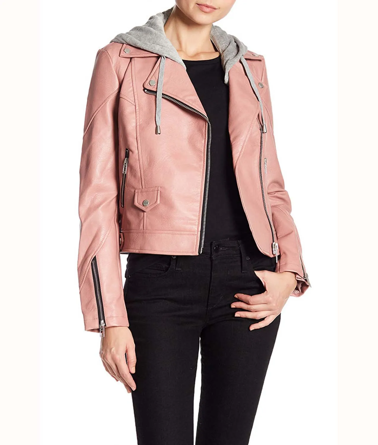 Blue Bloods Season 9 Episode 9 Maria Baez Pink Hooded Leather Jacket