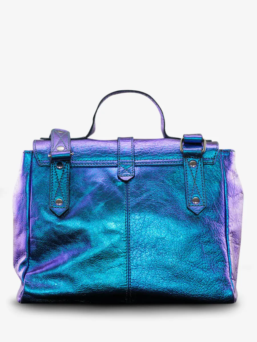 Blue Metallic Leather Shoulder Bag for Women - LeCorneille Beetle | PAUL MARIUS