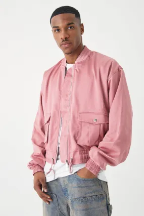 Boxy Satin Bomber With Utility Pocket