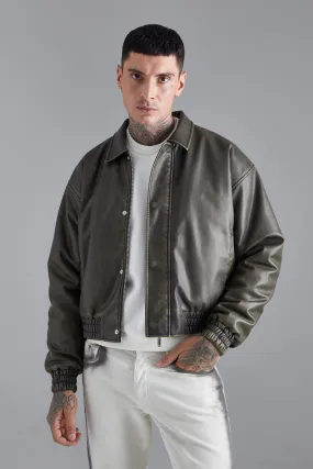 Boxy Washed Heavy Pu Collared Bomber