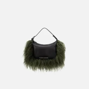 Brandon Blackwood Leather Wool Trim Cortni Bag - Black / Green