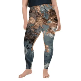 Bronze Marble Print Plus Size Leggings