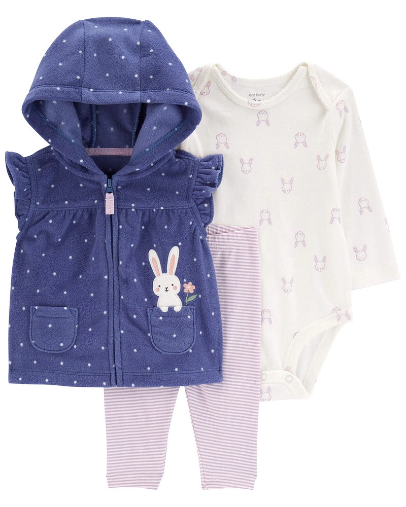 Carter's / OshKosh Baby 3-Piece Bunny Fleece Little Vest Set