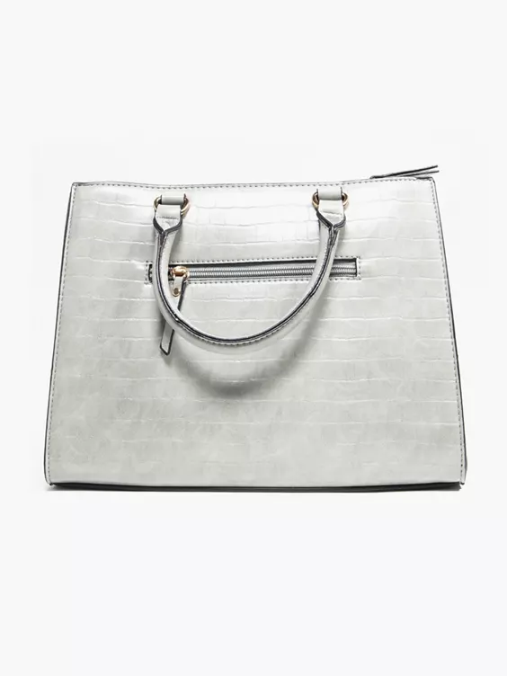 Catwalk  Grey Croc Effect Bag with Shoulder Strap and Metal Trim