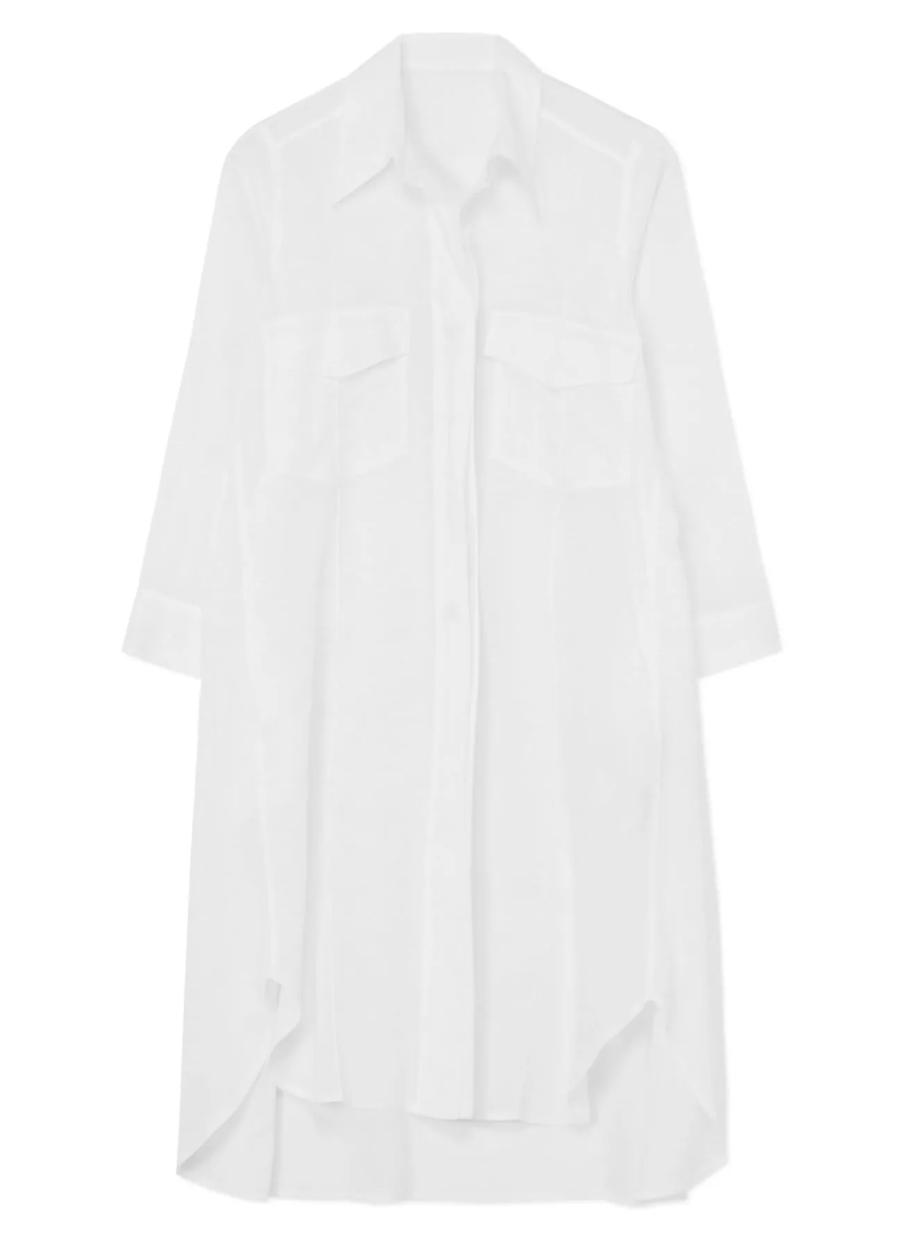 CELLULOSE LAWN WORKWEAR-STYLE LONG SHIRT DRESS