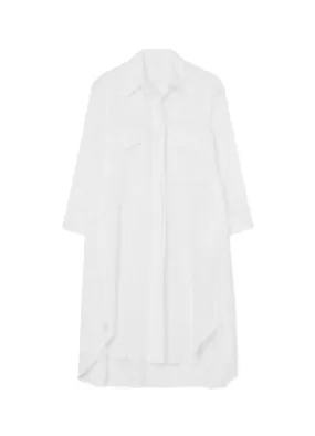 CELLULOSE LAWN WORKWEAR-STYLE LONG SHIRT DRESS