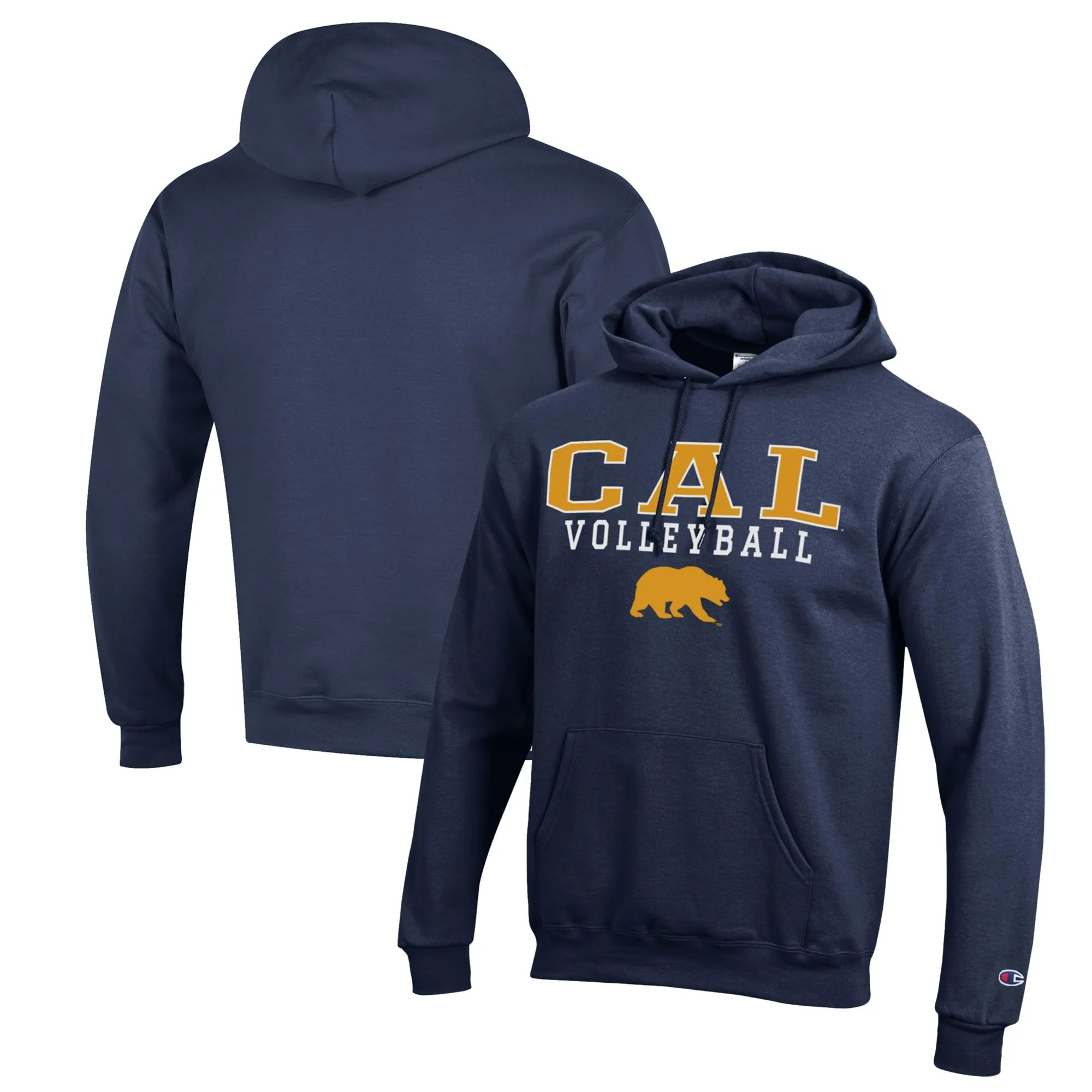 Champion Cal Bears Navy Stack Logo Volleyball Powerblend Pullover Hoodie