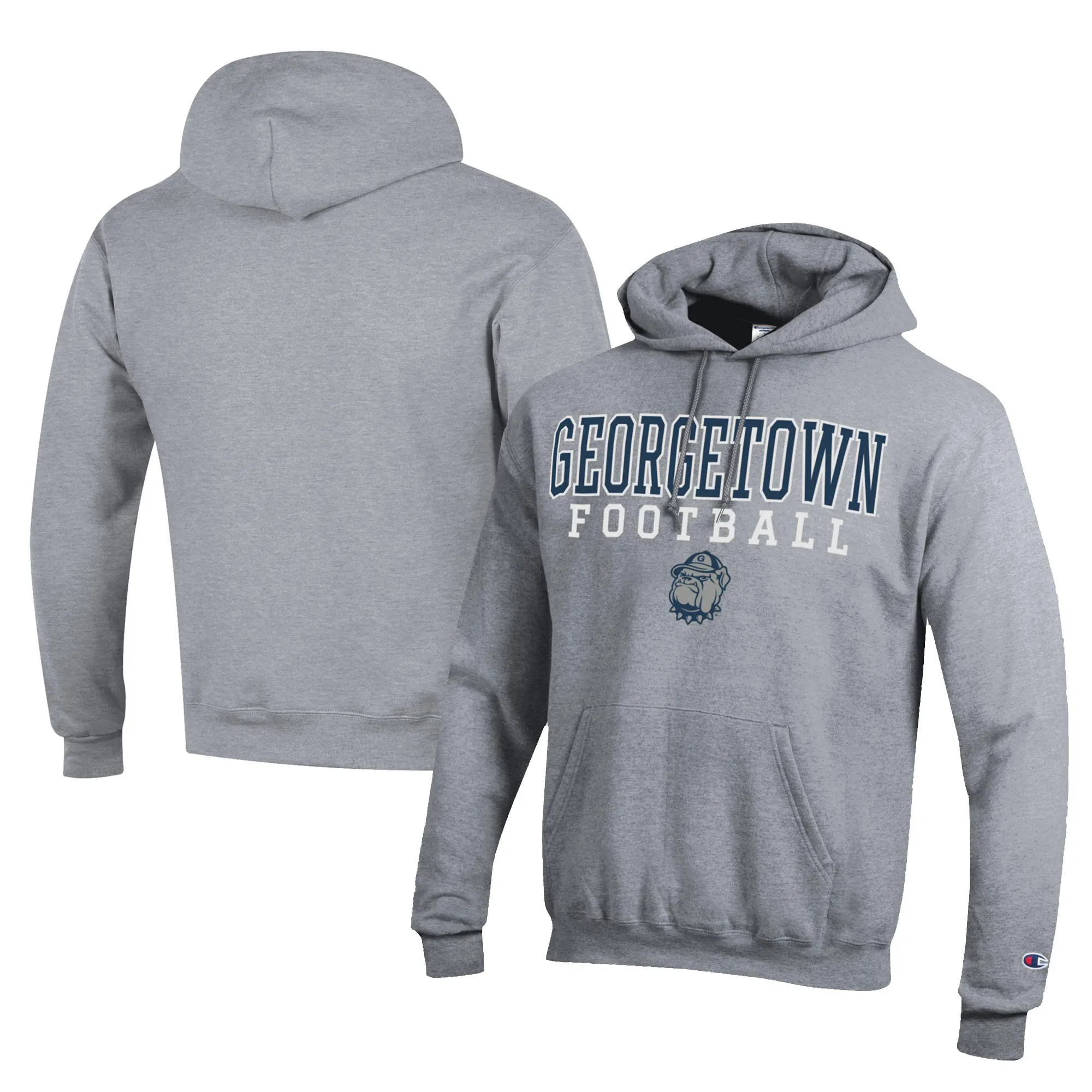 Champion  Georgetown Hoyas Gray Football Eco Powerblend Pullover Hoodie