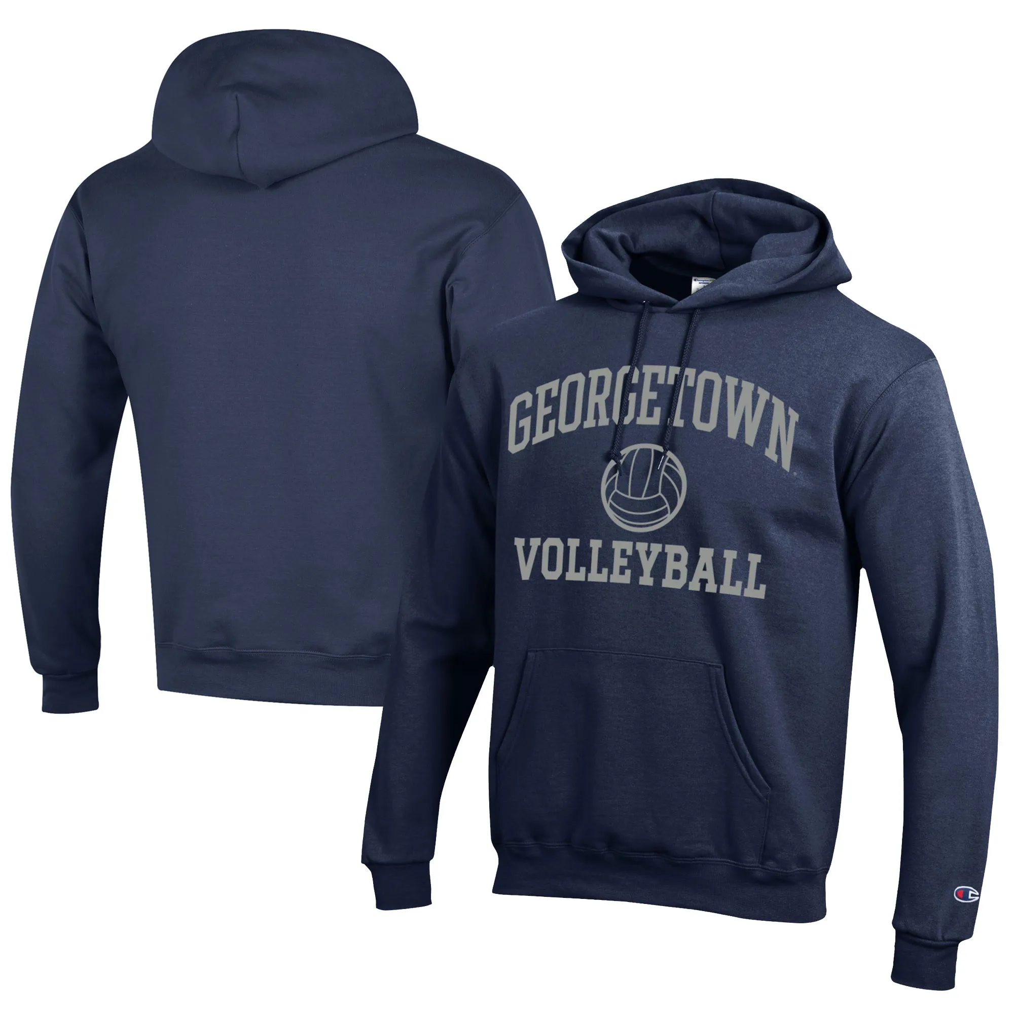 Champion  Georgetown Hoyas Navy Icon Logo Volleyball Eco Powerblend Pullover Hoodie