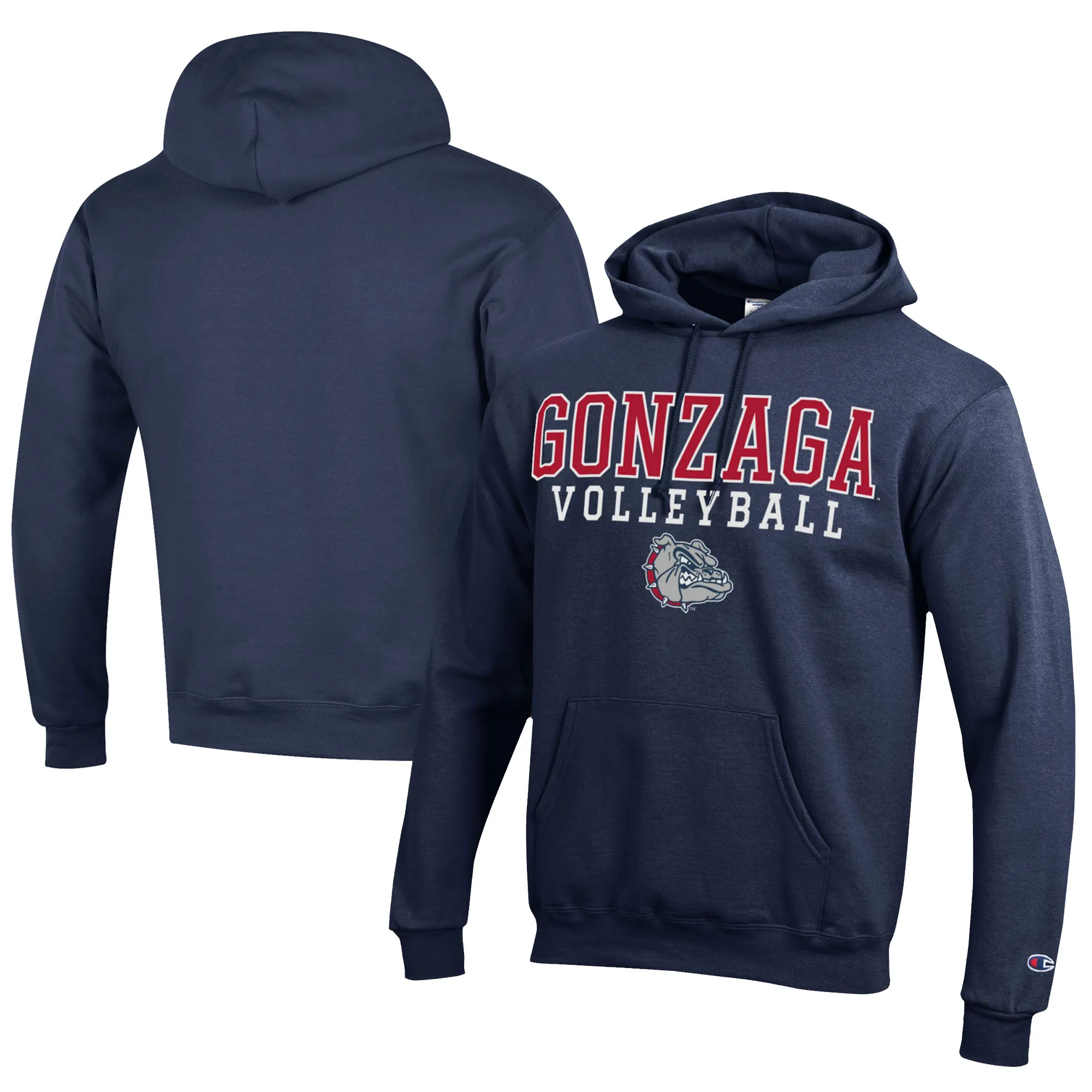 Champion  Gonzaga Bulldogs Navy Stacked Logo Volleyball Eco Powerblend Pullover Hoodie