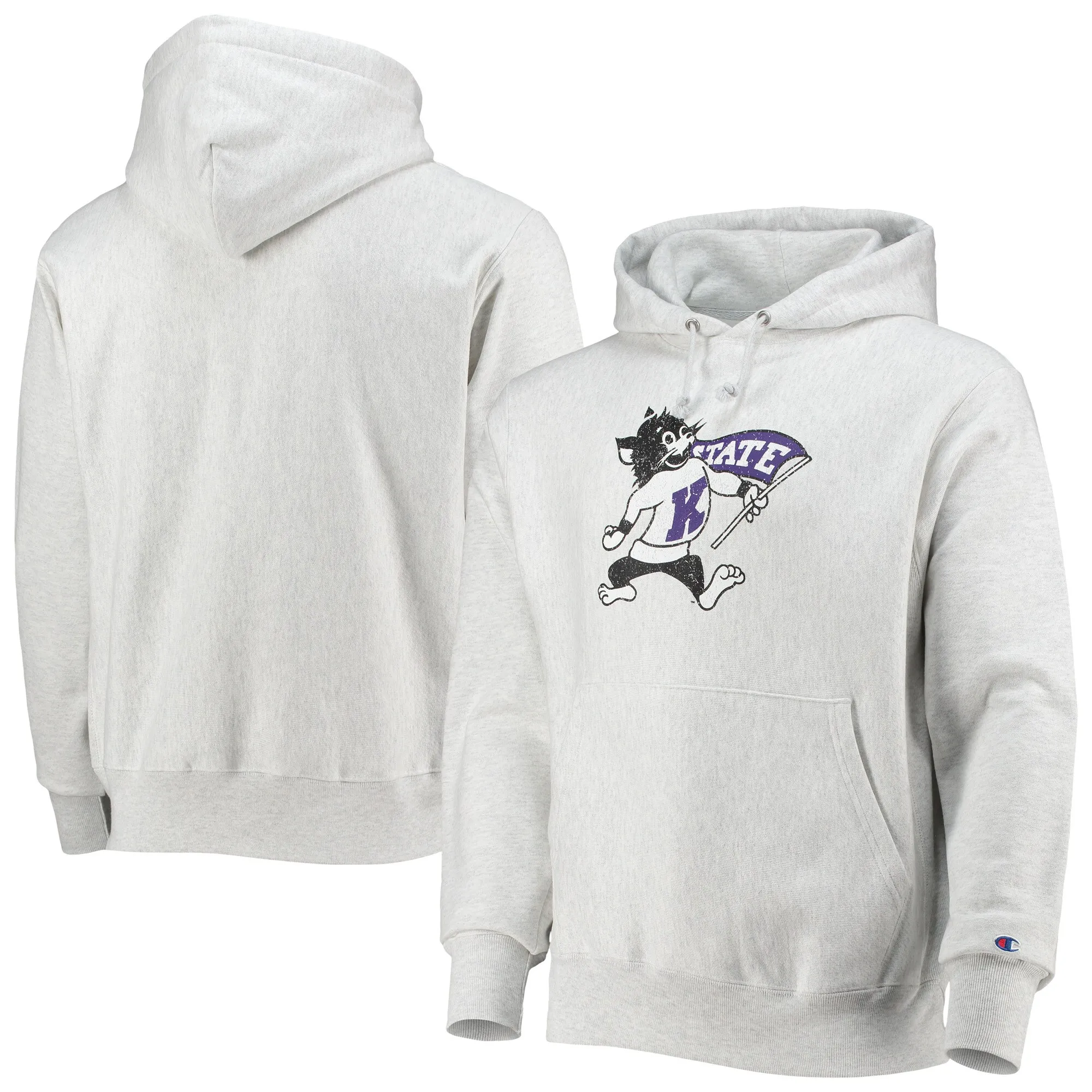 Champion Kansas State Wildcats Heathered Gray Team Vault Logo Reverse Weave Pullover Hoodie