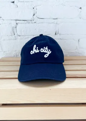 Chi City Cursive Dad Hat - Navy