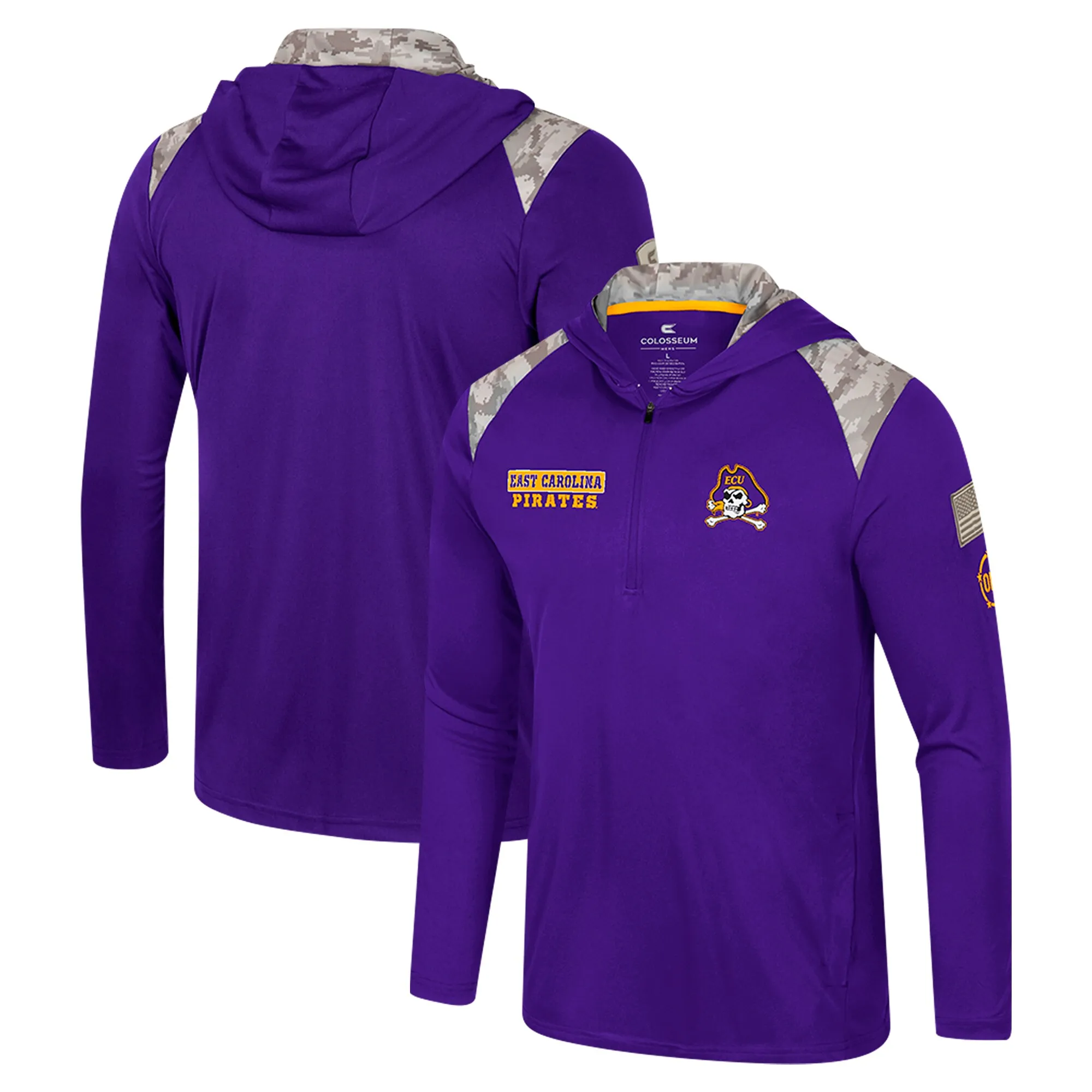 Colosseum ECU Pirates Purple OHT Military Appreciation Quarter-Zip Hoodie Jacket