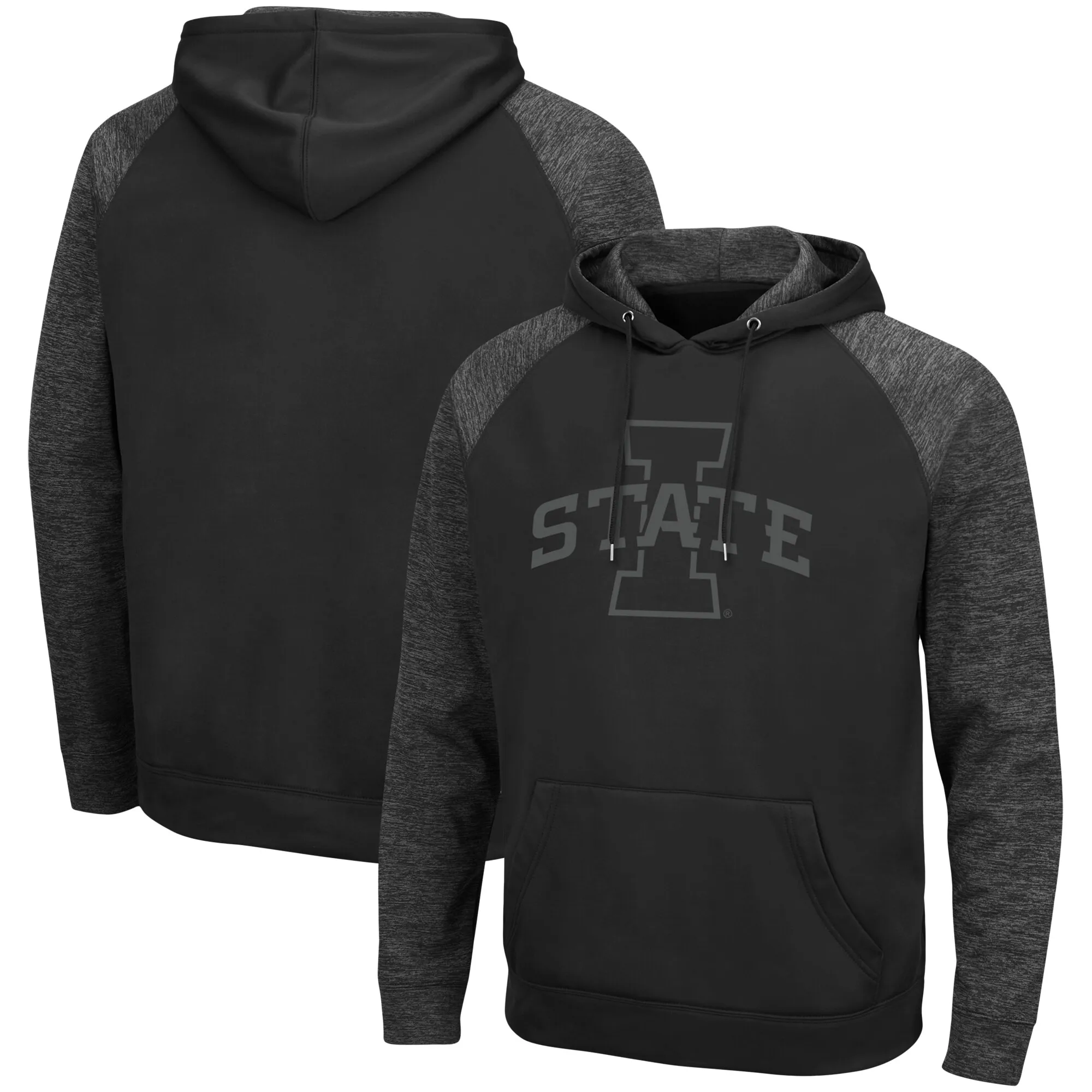 Colosseum Iowa State Cyclones Black Blackout 3.0 Tonal Raglan Pullover Hoodie