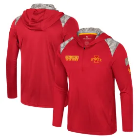 Colosseum Iowa State Cyclones Cardinal OHT Military Appreciation Quarter-Zip Hoodie Jacket